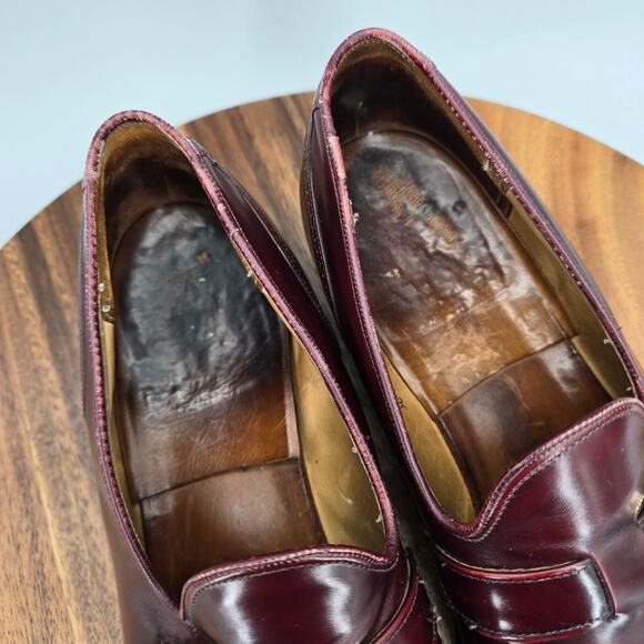 Church's Loafers Men's 10.5 US 9.5 UK C Burgundy Leather Buckle Cap Toe Shoes - Picture 8 of 11